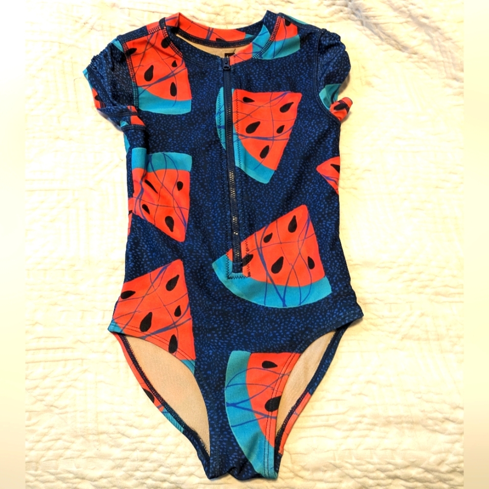 Tea Collection Watermelon 🍉 Print Zip Up Swimsuit